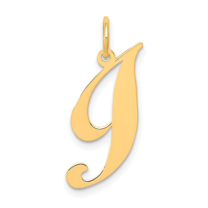 Million Charms 14K Yellow Gold Themed Small Fancy Script Alphabet Letter Initial I Charm