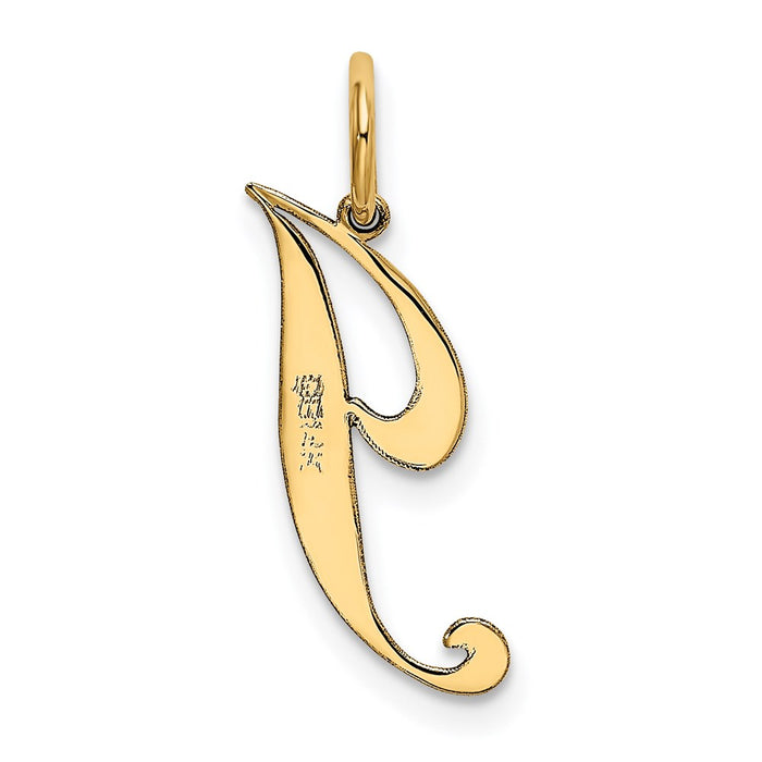 Million Charms 14K Yellow Gold Themed Small Fancy Script Alphabet Letter Initial J Charm