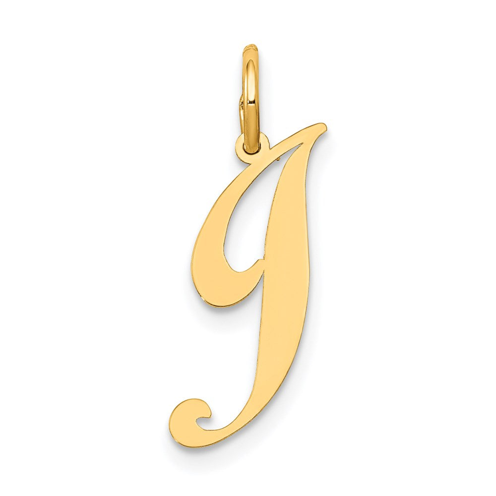 Million Charms 14K Yellow Gold Themed Small Fancy Script Alphabet Letter Initial J Charm