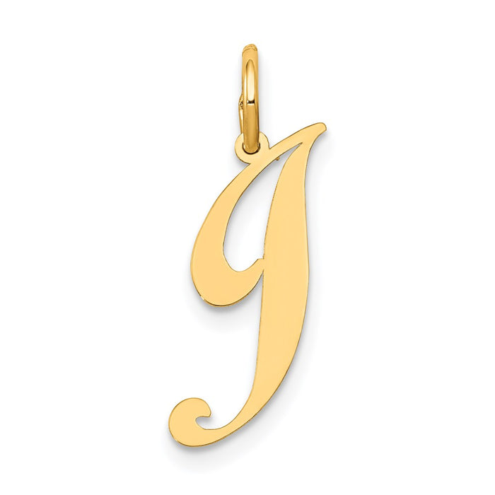Million Charms 14K Yellow Gold Themed Small Fancy Script Alphabet Letter Initial J Charm
