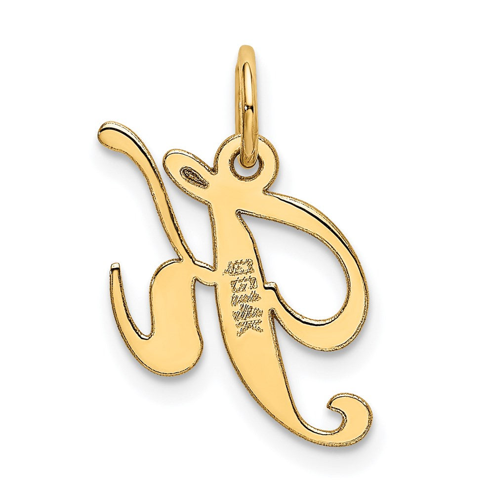 Million Charms 14K Yellow Gold Themed Small Fancy Script Alphabet Letter Initial K Charm