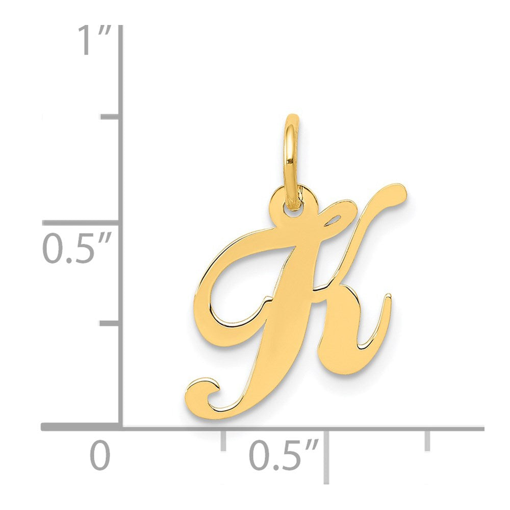 Million Charms 14K Yellow Gold Themed Small Fancy Script Alphabet Letter Initial K Charm