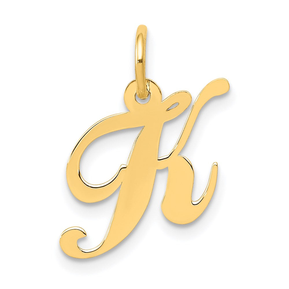 Million Charms 14K Yellow Gold Themed Small Fancy Script Alphabet Letter Initial K Charm