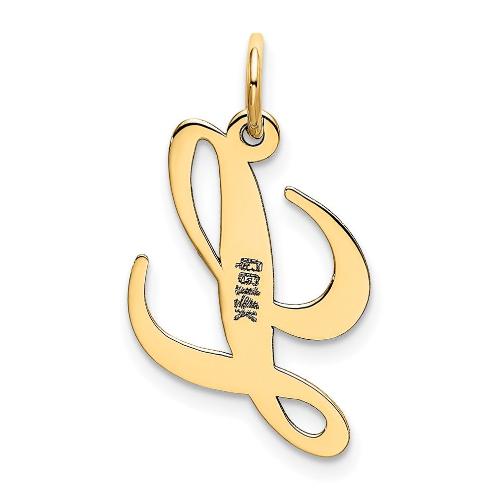Million Charms 14K Yellow Gold Themed Small Fancy Script Alphabet Letter Initial L Charm
