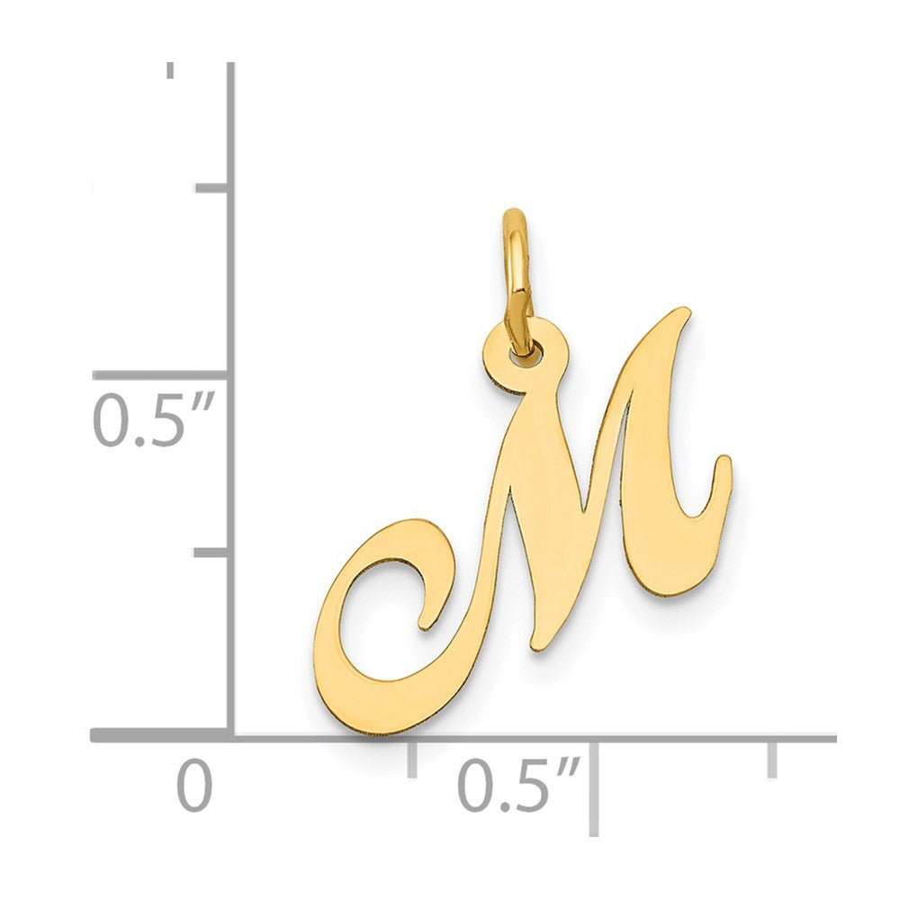 Million Charms 14K Yellow Gold Themed Small Fancy Script Alphabet Letter Initial M Charm