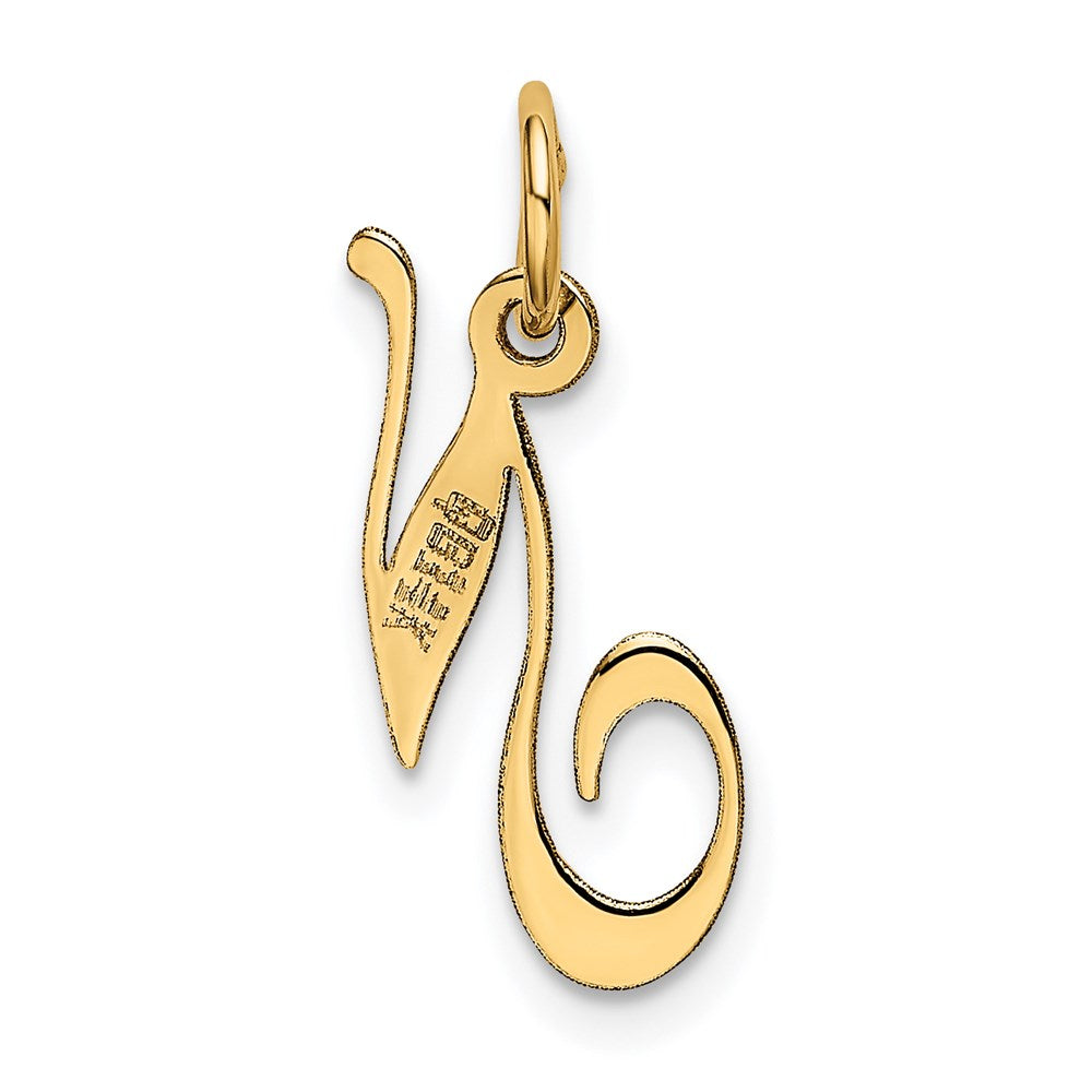 Million Charms 14K Yellow Gold Themed Small Fancy Script Alphabet Letter Initial N Charm