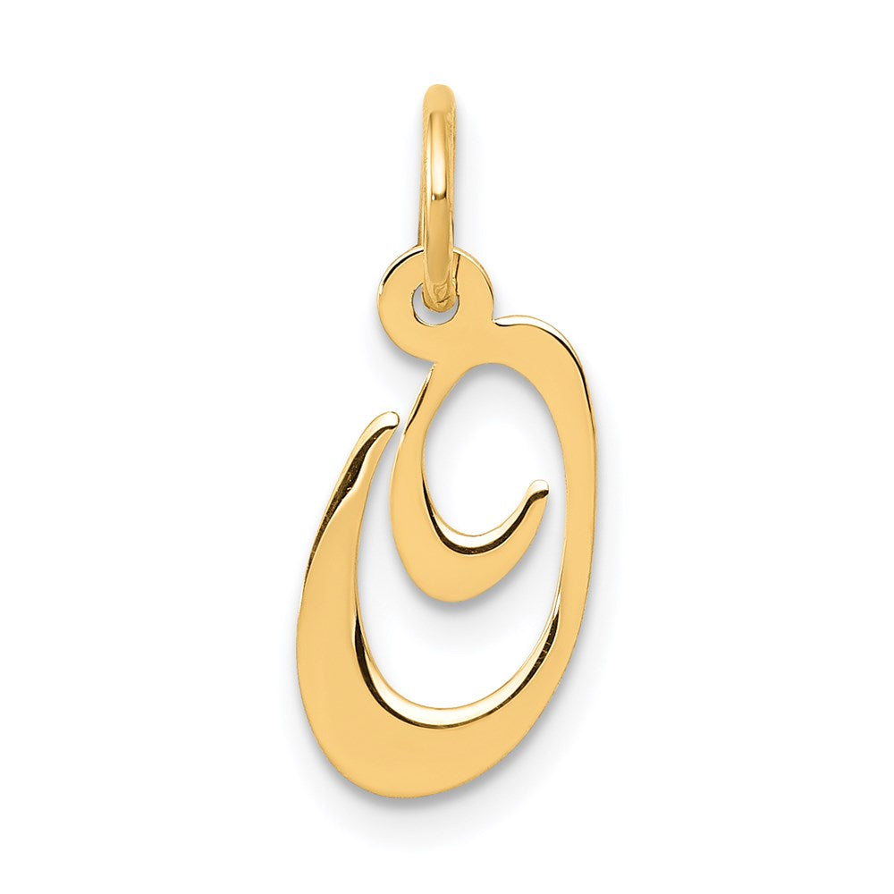 Million Charms 14K Yellow Gold Themed Small Fancy Script Alphabet Letter Initial O Charm