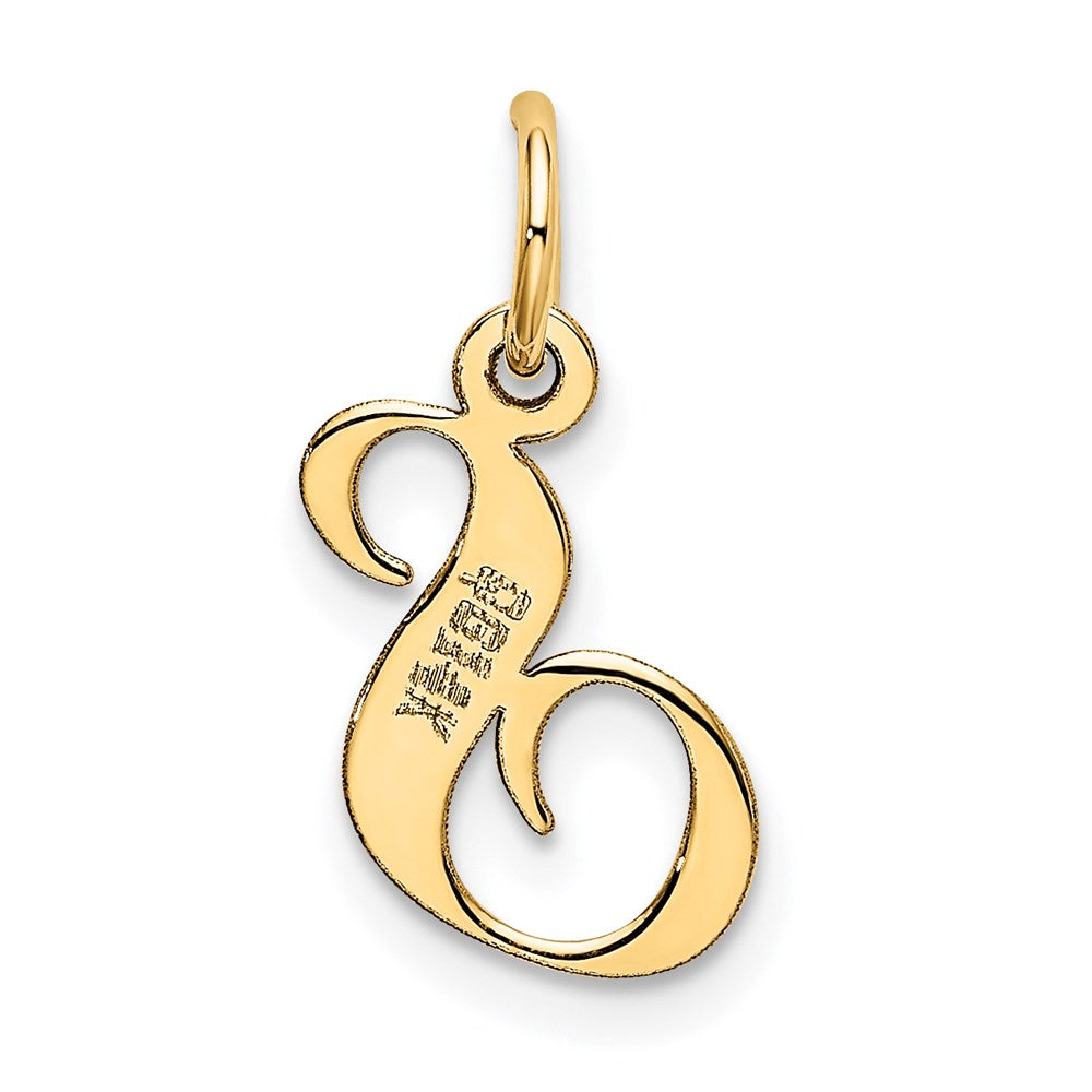 Million Charms 14K Yellow Gold Themed Small Fancy Script Alphabet Letter Initial S Charm
