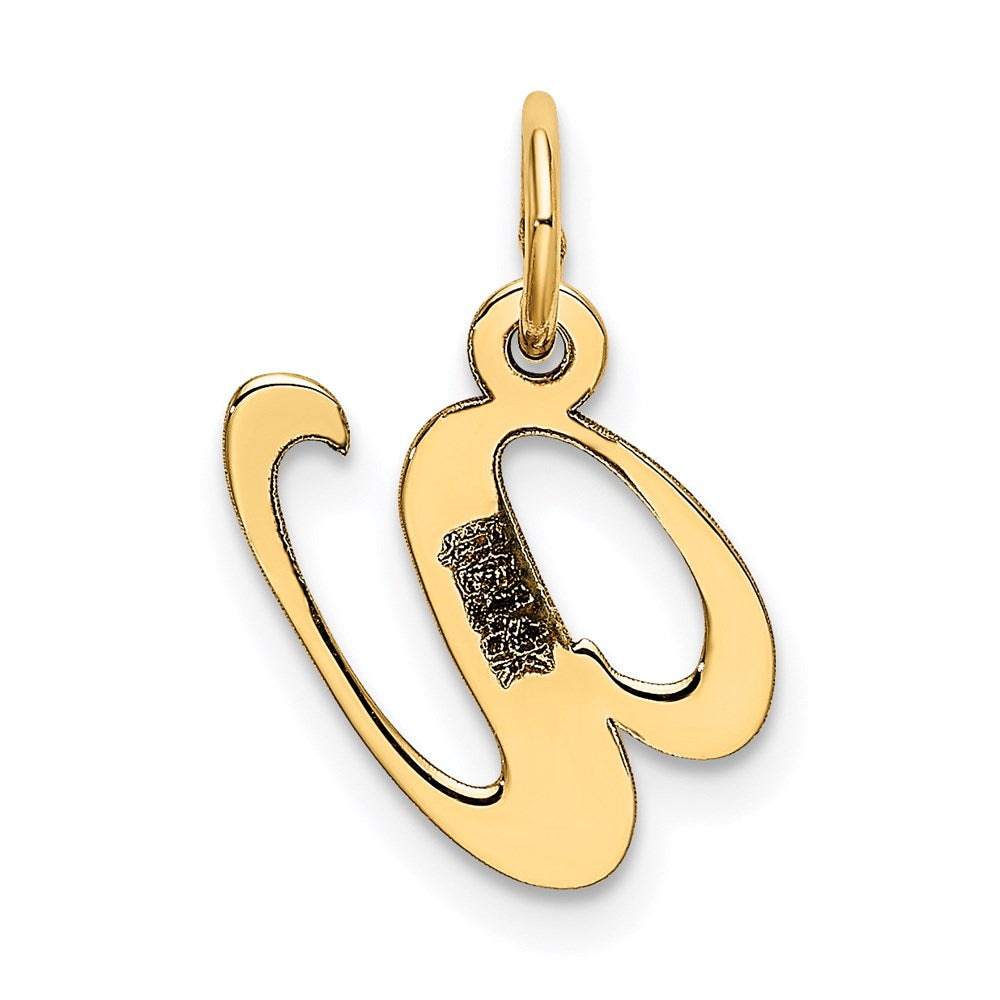 Million Charms 14K Yellow Gold Themed Small Fancy Script Alphabet Letter Initial V Charm