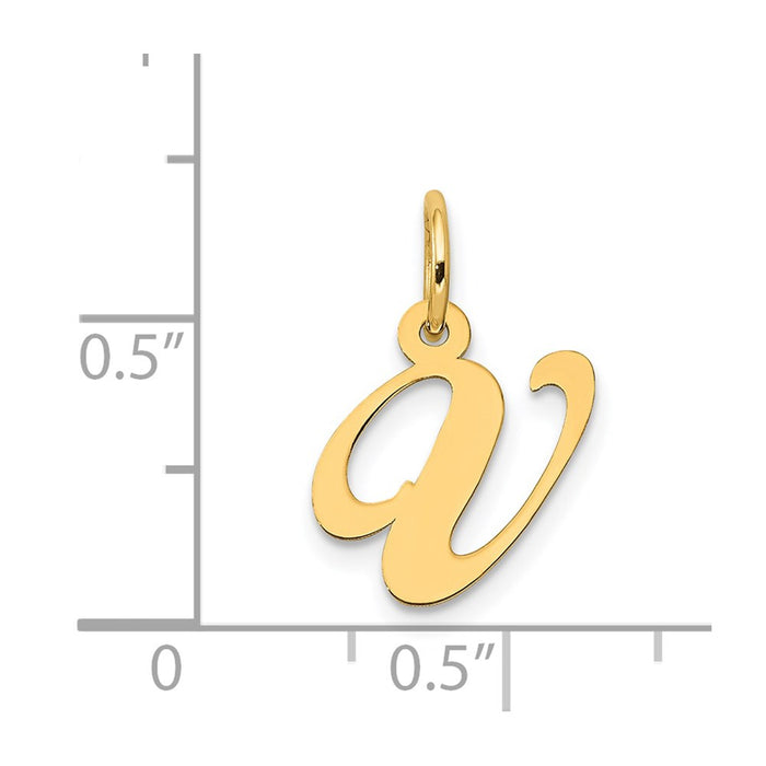 Million Charms 14K Yellow Gold Themed Small Fancy Script Alphabet Letter Initial V Charm