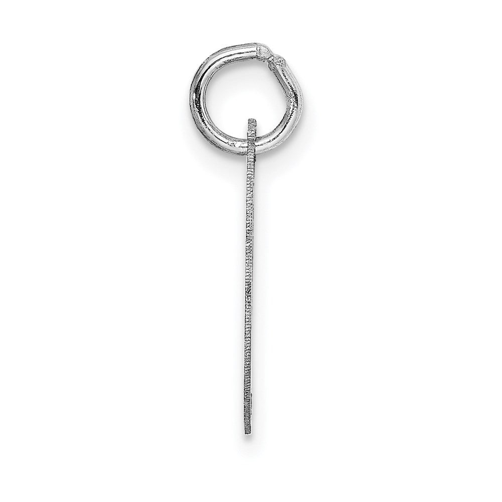Million Charms 14K White Gold Themed Small Fancy Script Alphabet Letter Initial I Charm