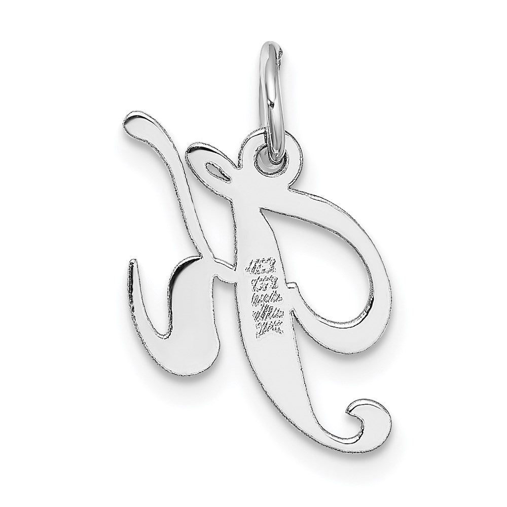 Million Charms 14K White Gold Themed Small Fancy Script Alphabet Letter Initial K Charm
