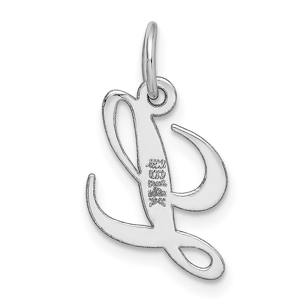 Million Charms 14K White Gold Themed Small Fancy Script Alphabet Letter Initial L Charm