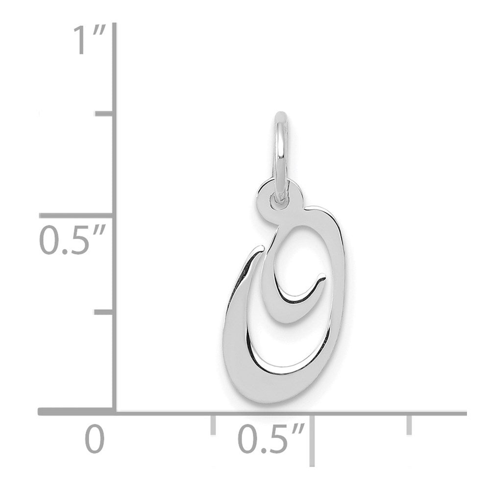 Million Charms 14K White Gold Themed Small Fancy Script Alphabet Letter Initial O Charm