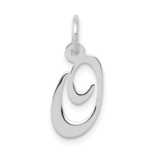 Million Charms 14K White Gold Themed Small Fancy Script Alphabet Letter Initial O Charm