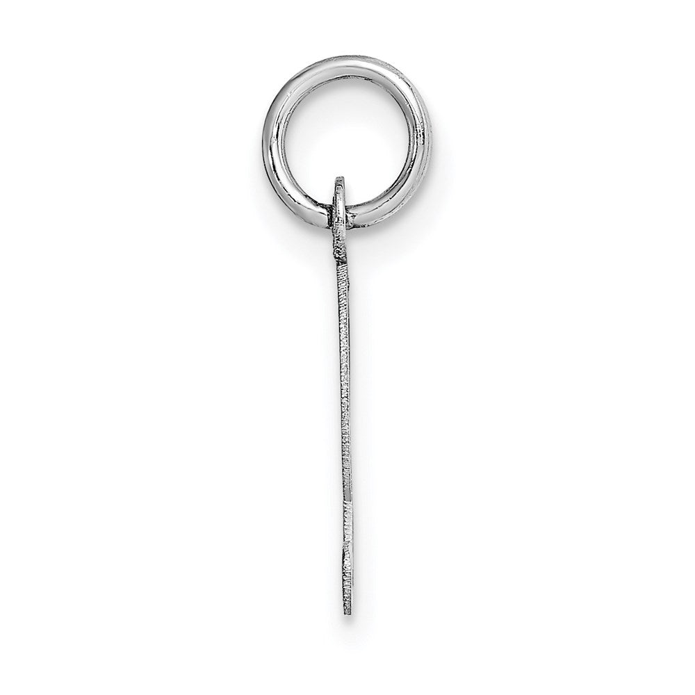 Million Charms 14K White Gold Themed Small Fancy Script Alphabet Letter Initial T Charm