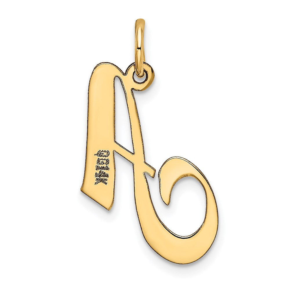 Million Charms 14K Yellow Gold Themed Medium Fancy Script Alphabet Letter Initial A Charm