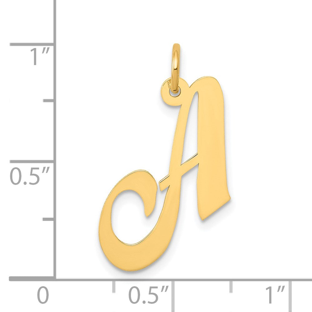 Million Charms 14K Yellow Gold Themed Medium Fancy Script Alphabet Letter Initial A Charm