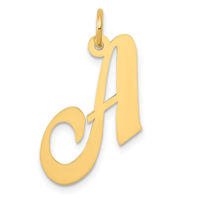 Million Charms 14K Yellow Gold Themed Medium Fancy Script Alphabet Letter Initial A Charm
