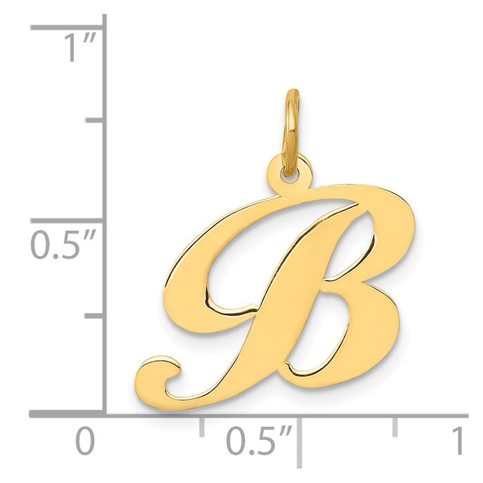 Million Charms 14K Yellow Gold Themed Medium Fancy Script Alphabet Letter Initial B Charm