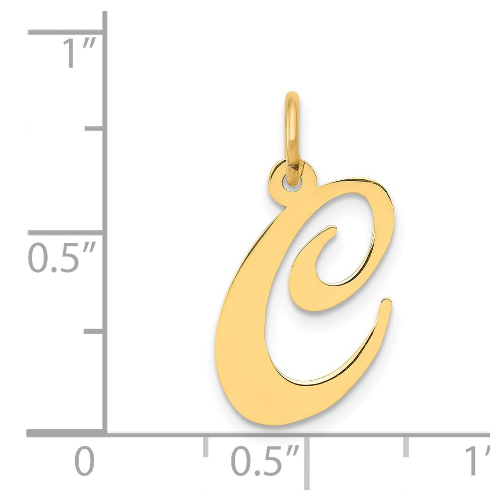 Million Charms 14K Yellow Gold Themed Medium Fancy Script Alphabet Letter Initial C Charm