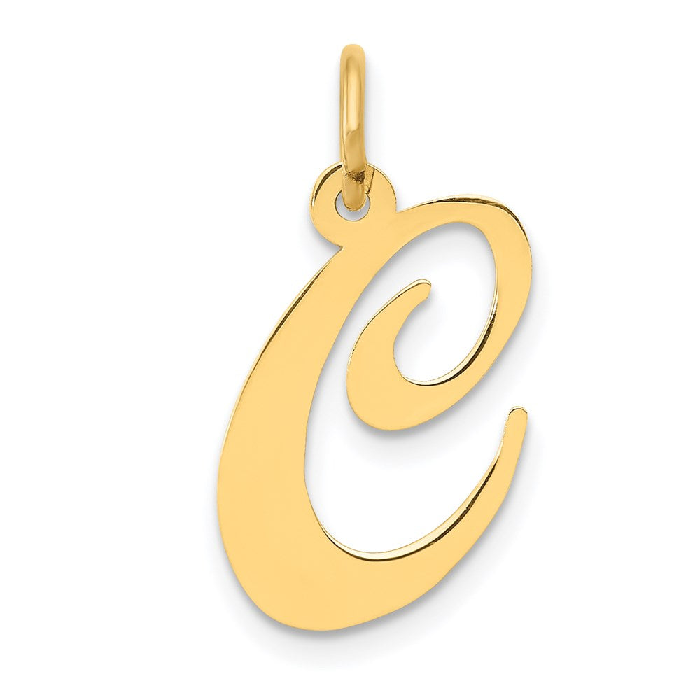 Million Charms 14K Yellow Gold Themed Medium Fancy Script Alphabet Letter Initial C Charm