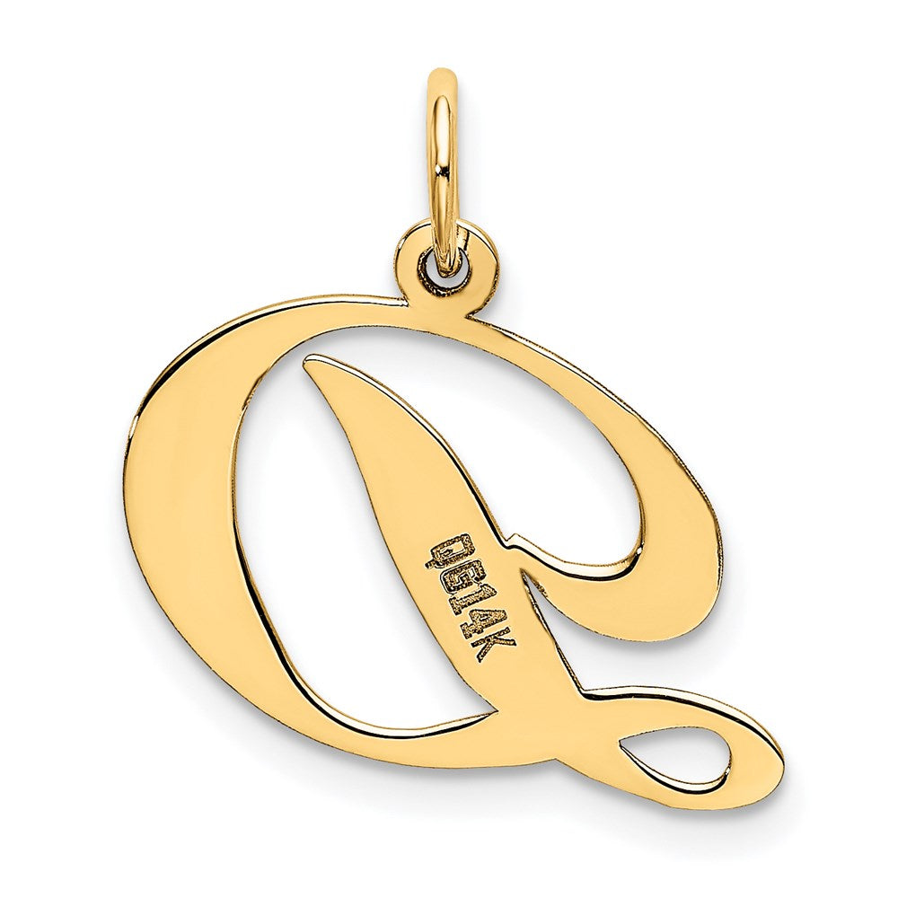 Million Charms 14K Yellow Gold Themed Medium Fancy Script Alphabet Letter Initial D Charm