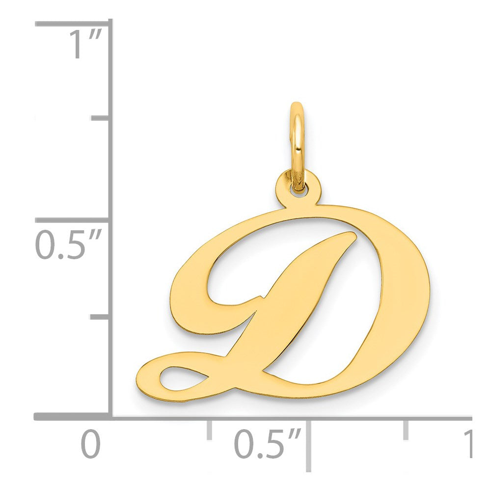Million Charms 14K Yellow Gold Themed Medium Fancy Script Alphabet Letter Initial D Charm