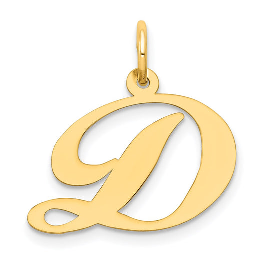Million Charms 14K Yellow Gold Themed Medium Fancy Script Alphabet Letter Initial D Charm
