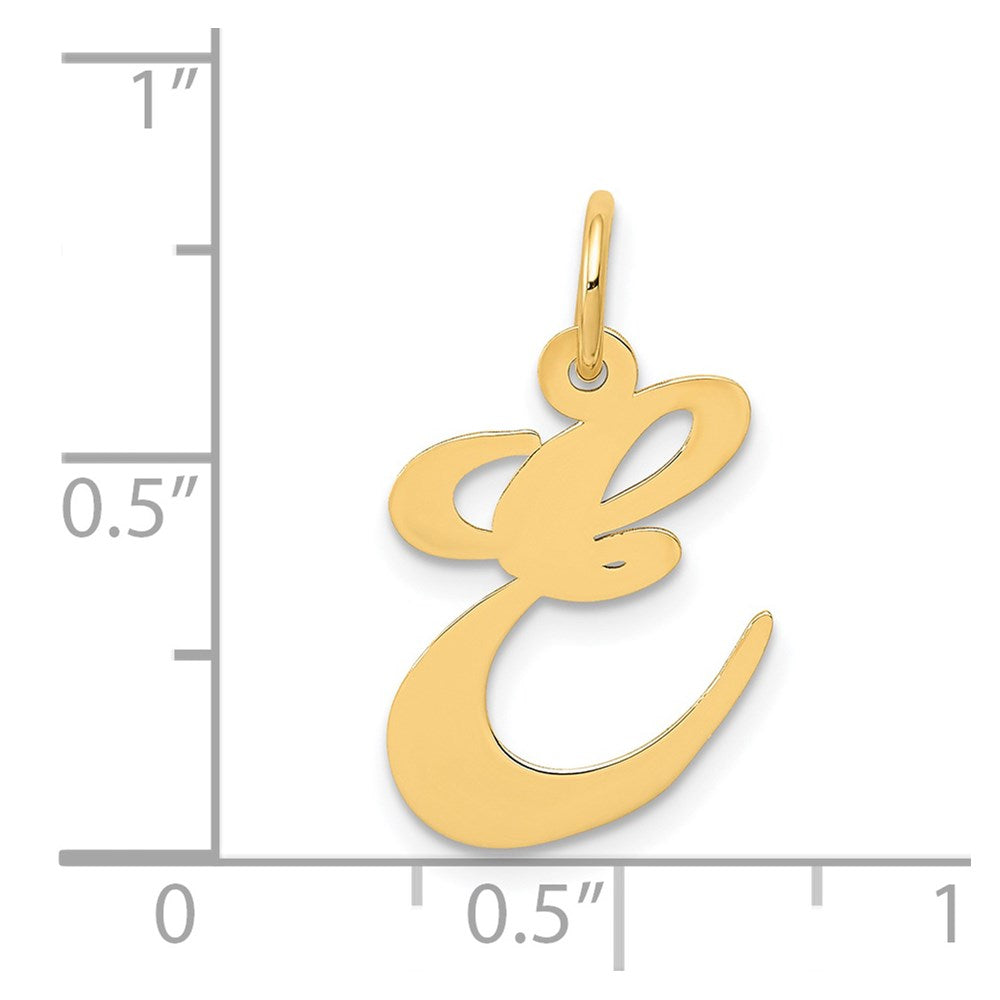 Million Charms 14K Yellow Gold Themed Medium Fancy Script Alphabet Letter Initial E Charm