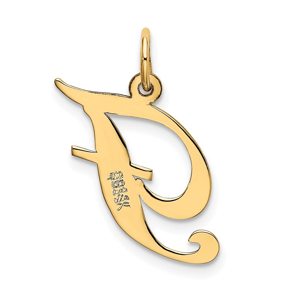 Million Charms 14K Yellow Gold Themed Medium Fancy Script Alphabet Letter Initial F Charm