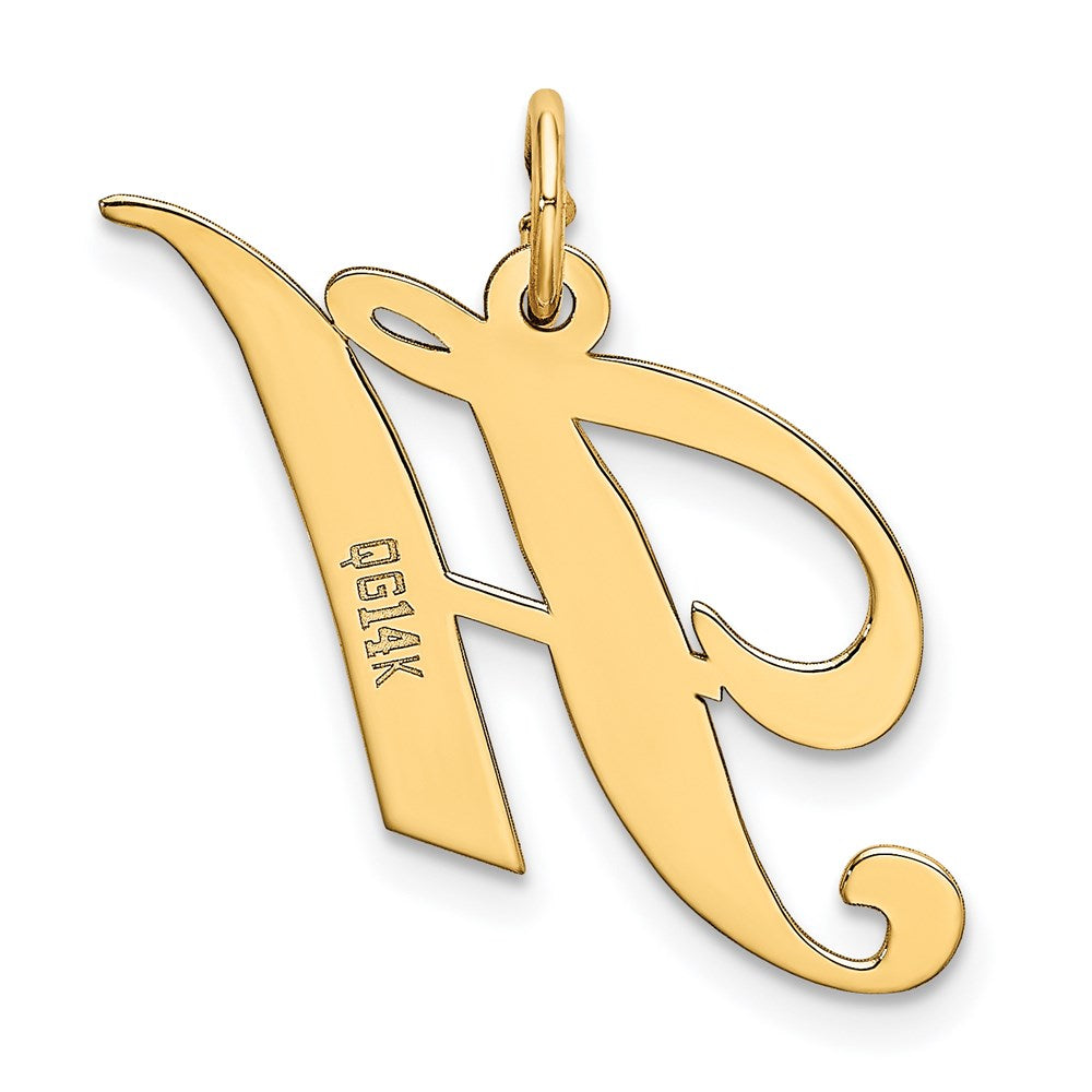 Million Charms 14K Yellow Gold Themed Medium Fancy Script Alphabet Letter Initial H Charm