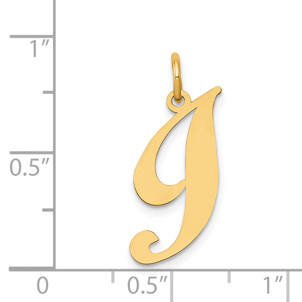 Million Charms 14K Yellow Gold Themed Medium Fancy Script Alphabet Letter Initial I Charm