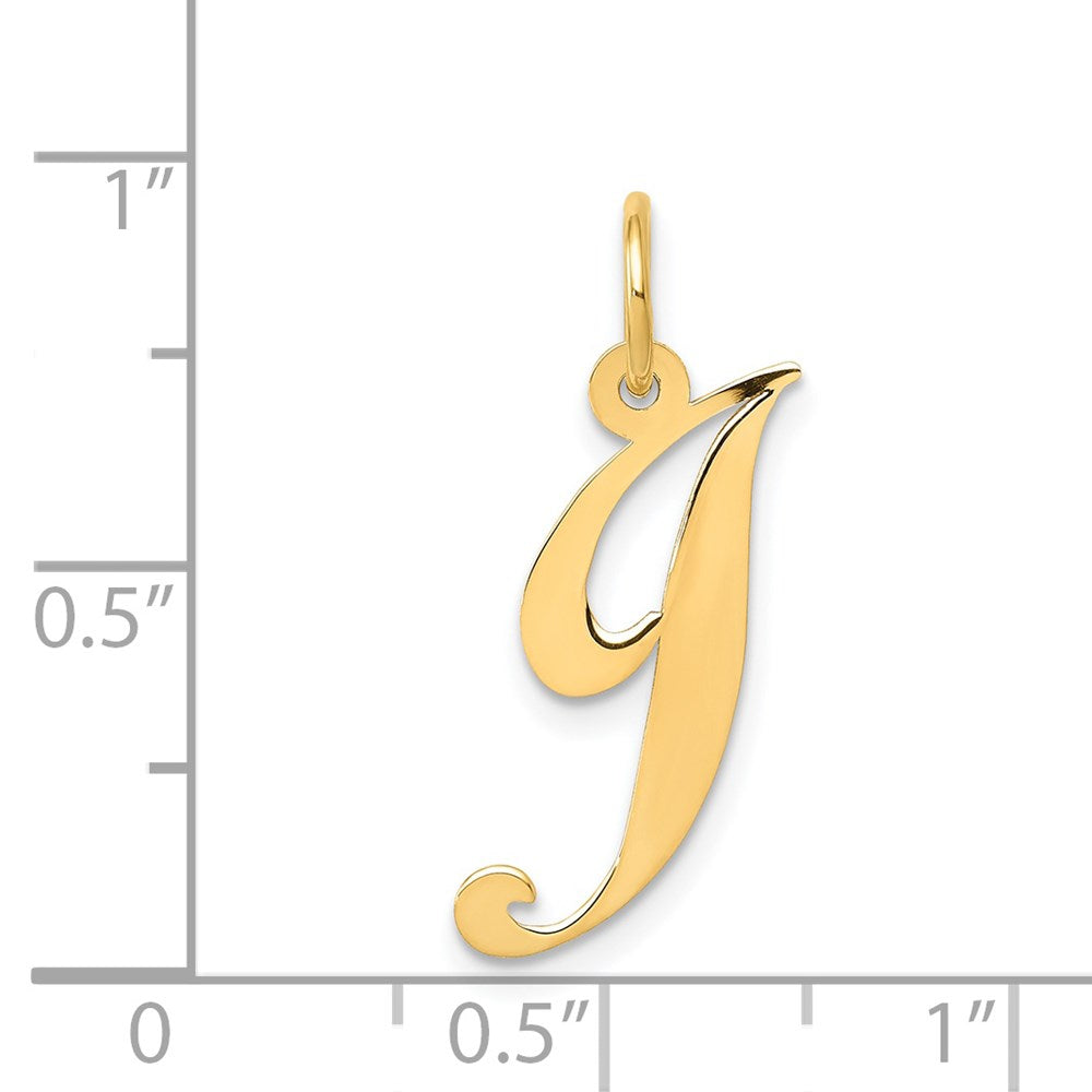 Million Charms 14K Yellow Gold Themed Medium Fancy Script Alphabet Letter Initial J Charm