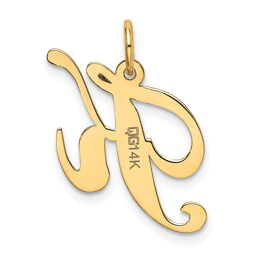 Million Charms 14K Yellow Gold Themed Medium Fancy Script Alphabet Letter Initial K Charm