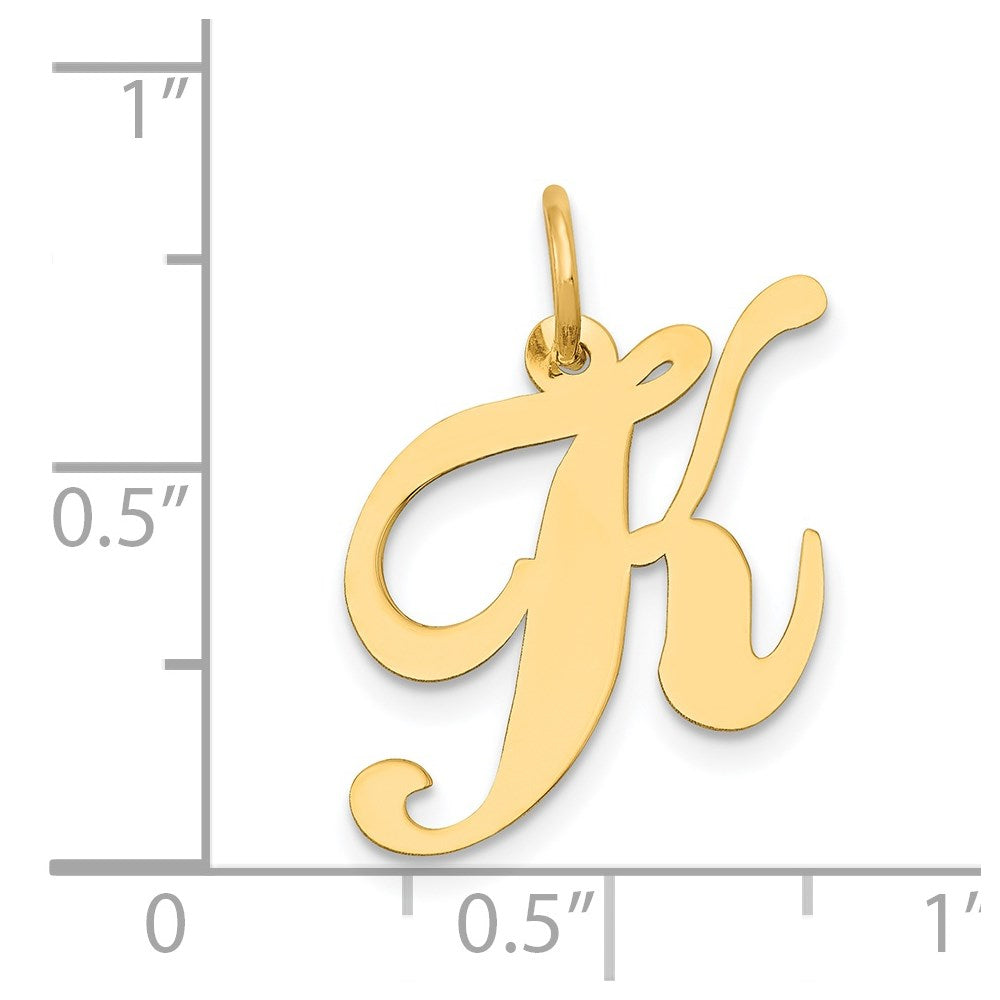 Million Charms 14K Yellow Gold Themed Medium Fancy Script Alphabet Letter Initial K Charm