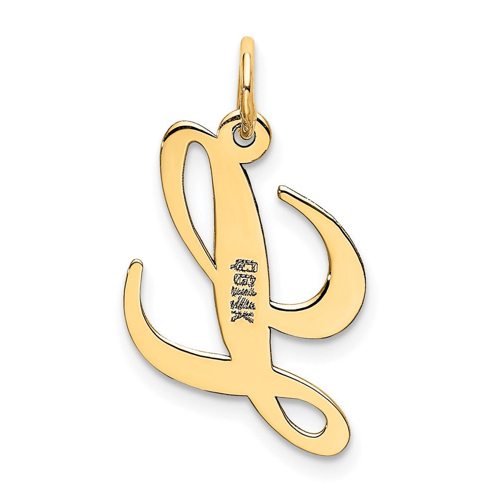 Million Charms 14K Yellow Gold Themed Medium Fancy Script Alphabet Letter Initial L Charm