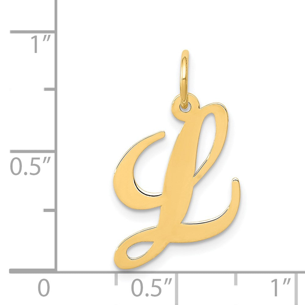 Million Charms 14K Yellow Gold Themed Medium Fancy Script Alphabet Letter Initial L Charm