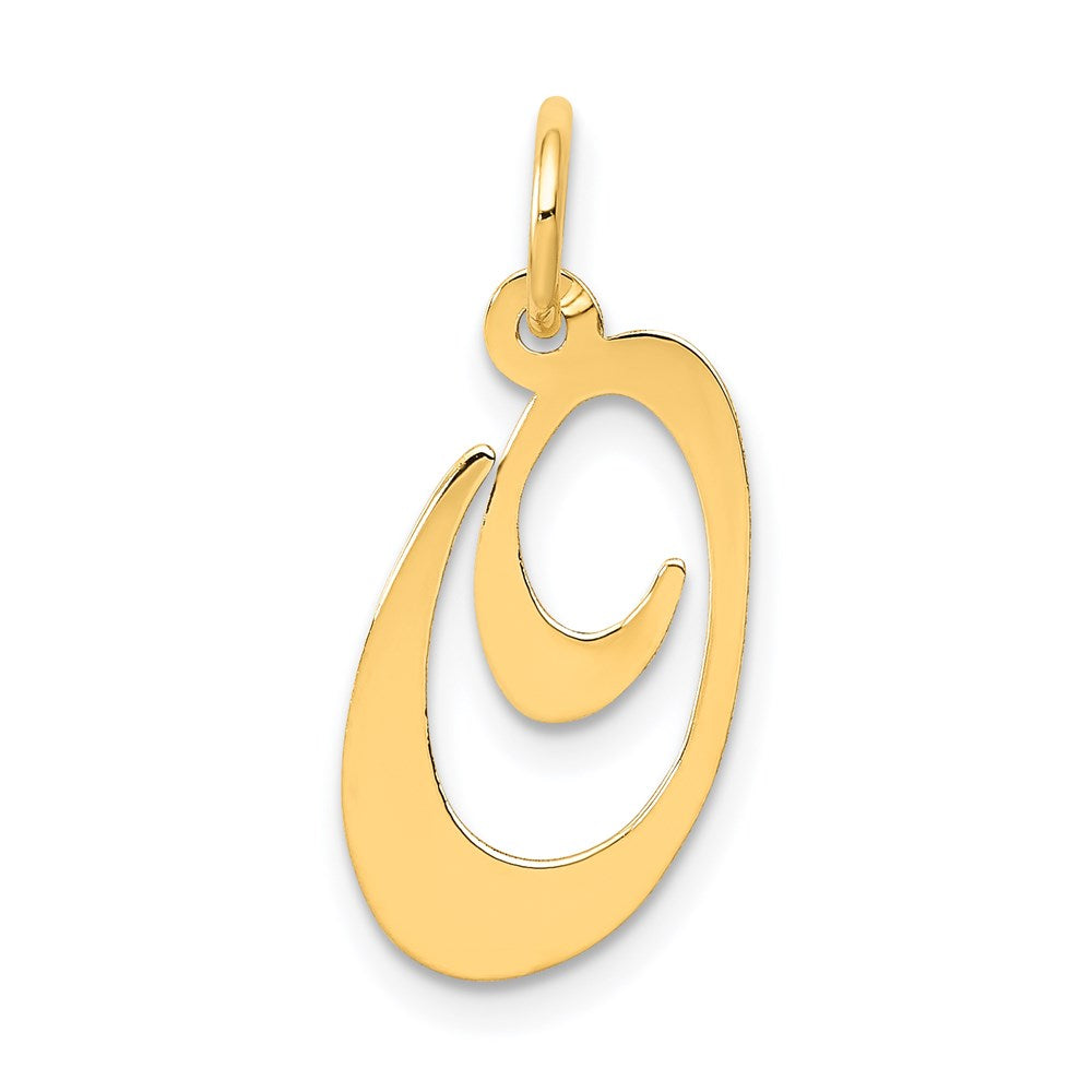 Million Charms 14K Yellow Gold Themed Medium Fancy Script Alphabet Letter Initial O Charm