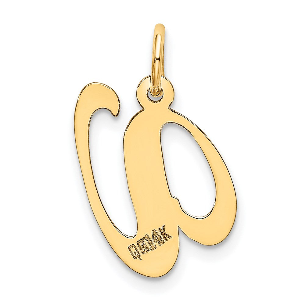 Million Charms 14K Yellow Gold Themed Medium Fancy Script Alphabet Letter Initial V Charm
