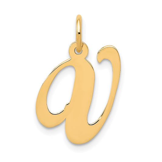 Million Charms 14K Yellow Gold Themed Medium Fancy Script Alphabet Letter Initial V Charm