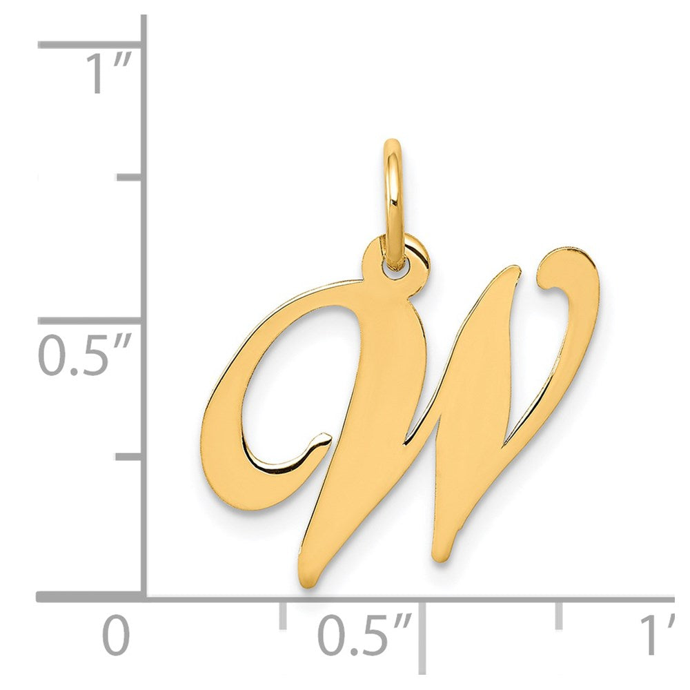 Million Charms 14K Yellow Gold Themed Medium Fancy Script Alphabet Letter Initial W Charm