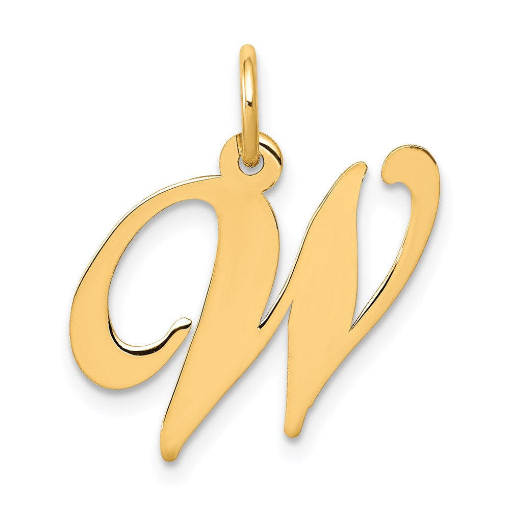 Million Charms 14K Yellow Gold Themed Medium Fancy Script Alphabet Letter Initial W Charm