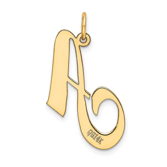 Million Charms 14K Yellow Gold Themed Large Fancy Script Alphabet Letter Initial A Charm