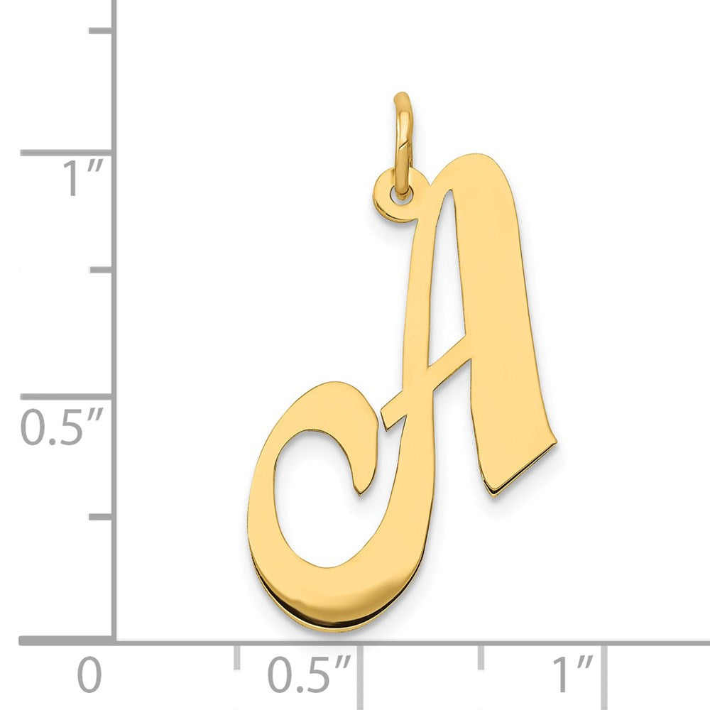 Million Charms 14K Yellow Gold Themed Large Fancy Script Alphabet Letter Initial A Charm