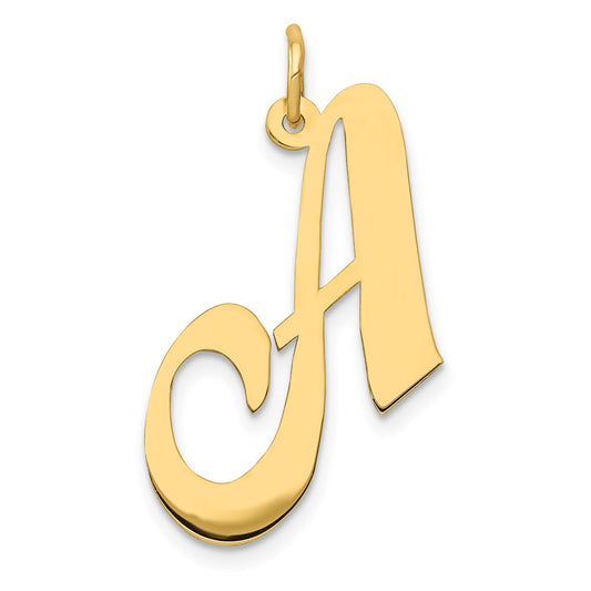 Million Charms 14K Yellow Gold Themed Large Fancy Script Alphabet Letter Initial A Charm