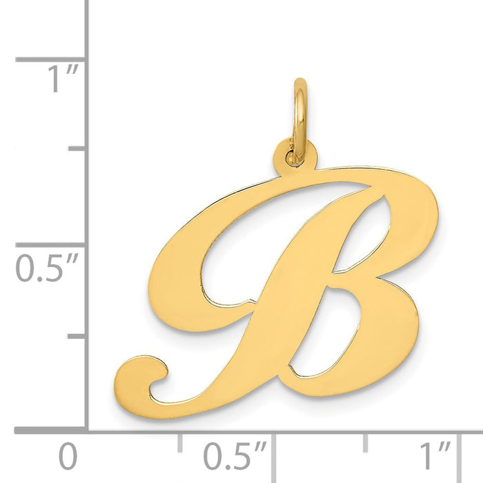 Million Charms 14K Yellow Gold Themed Large Fancy Script Alphabet Letter Initial B Charm