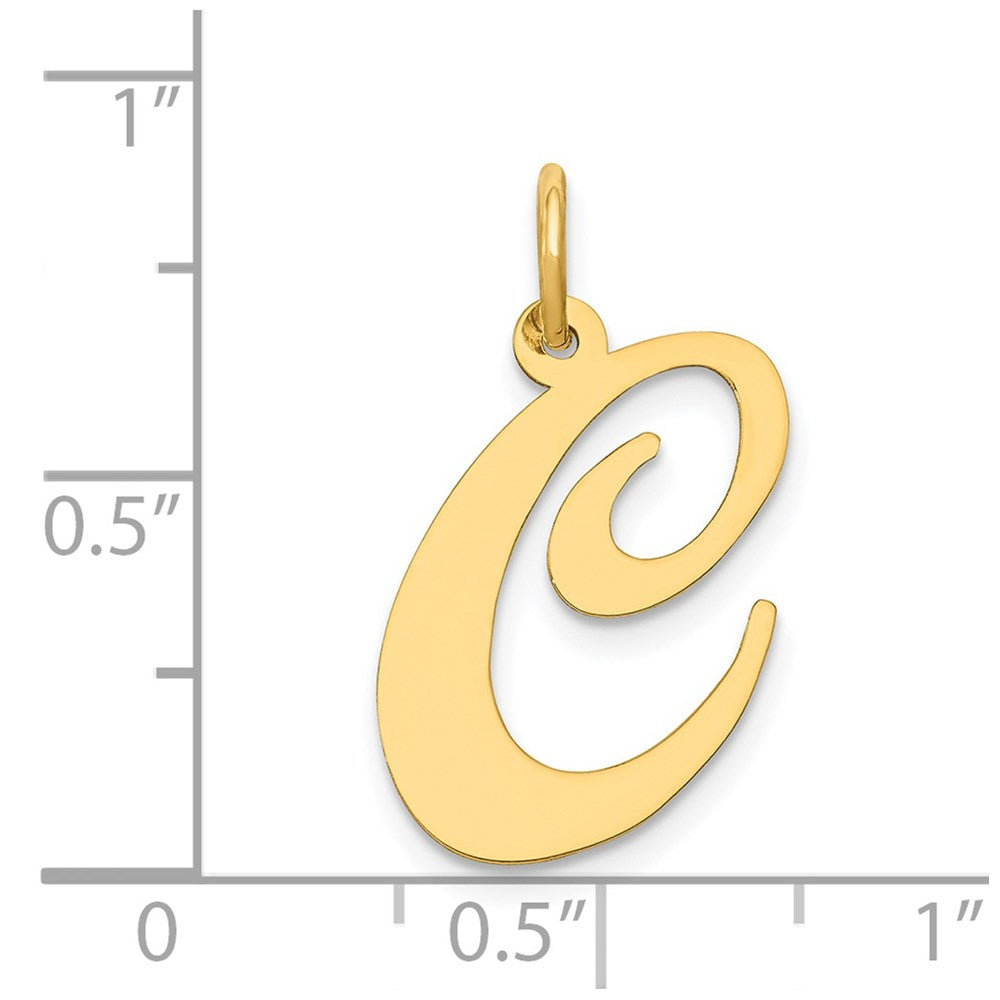 Million Charms 14K Yellow Gold Themed Large Fancy Script Alphabet Letter Initial C Charm