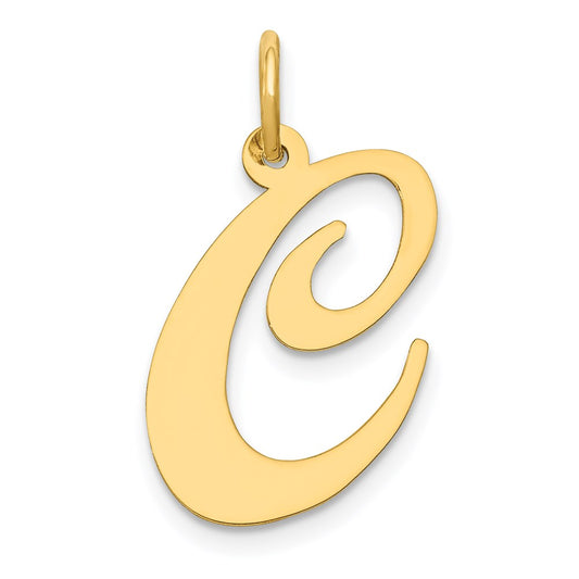Million Charms 14K Yellow Gold Themed Large Fancy Script Alphabet Letter Initial C Charm