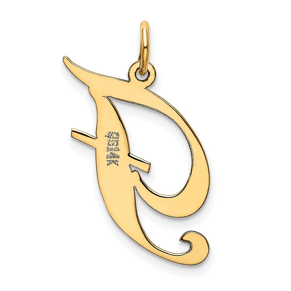 Million Charms 14K Yellow Gold Themed Large Fancy Script Alphabet Letter Initial F Charm